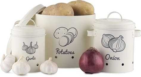ceramic canister set of 3 for potatoes onions and garlic