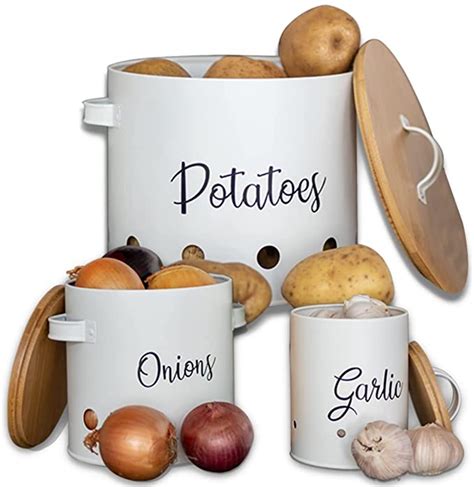 ceramic canister set of 3 for potatoes onions and garlic