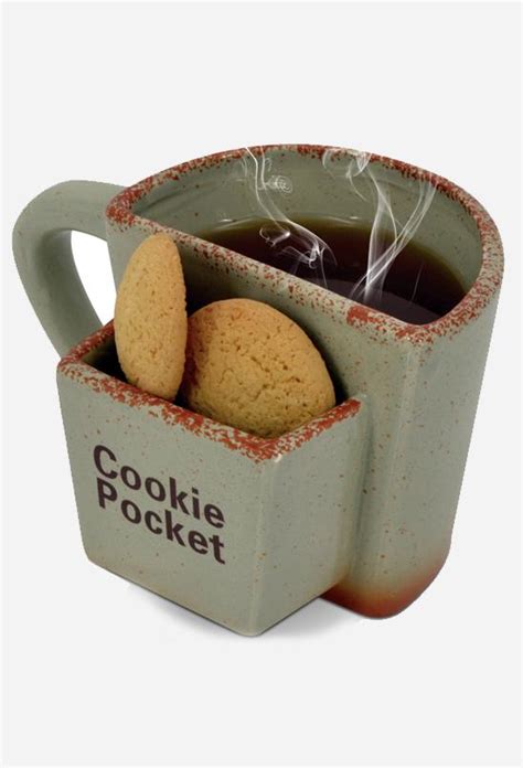 ceramic coffee mug with cookie pocket