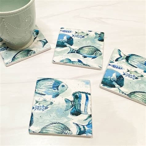 ceramic fish tile coasters