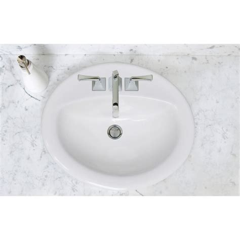 Ceramic Oval Drop-In Bathroom Sink With Overflow