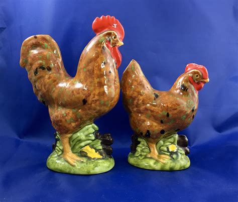 ceramic rooster and hen