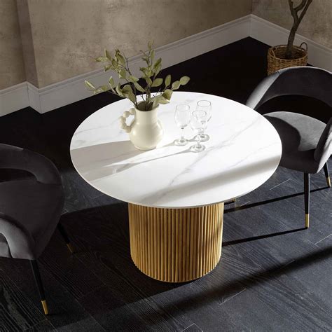 Ceramic Top Pedestal Dining Table