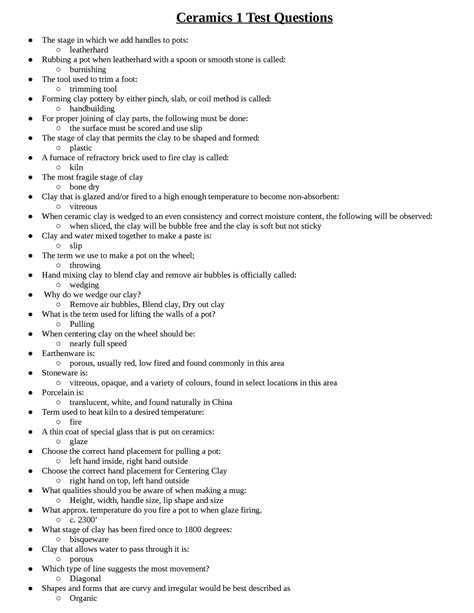 Ceramics Objective Questions And Answers