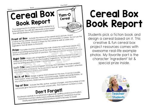 FREE 8+ Sample Cereal Box Book Report Templates in PDF MS Word