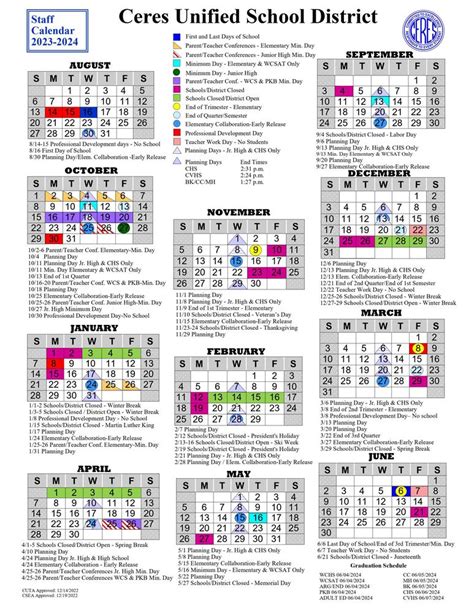 20232024 Ceres Unified District Calendar Sam Vaughn Elementary