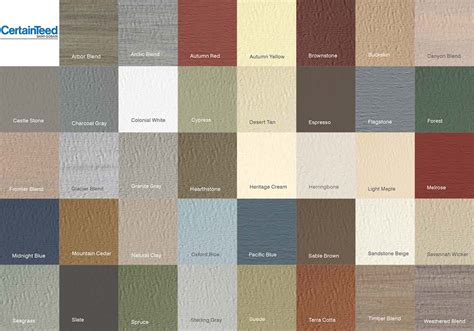 Certainteed Monogram Siding Color Chart
