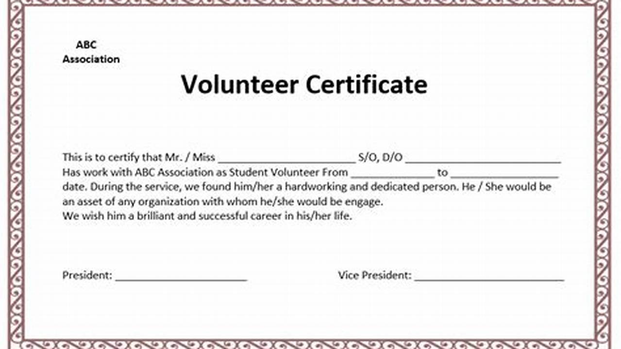 Certificates for Volunteer Hours: Recognition and Motivation