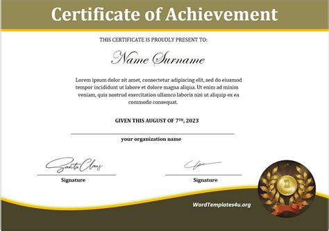 Certificate Of Achievement Template Vector Download