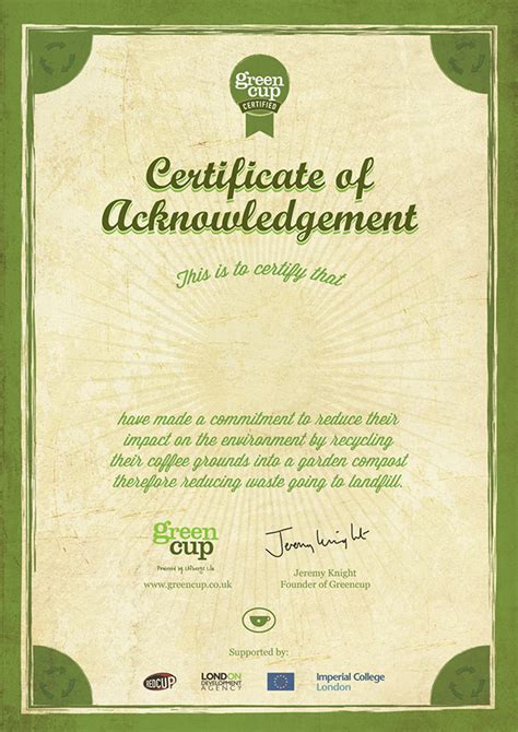 Certificate and acknowledgement