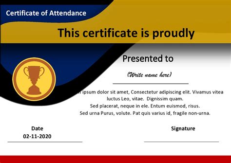 Certificate of Attendance Templates Printable Certificates