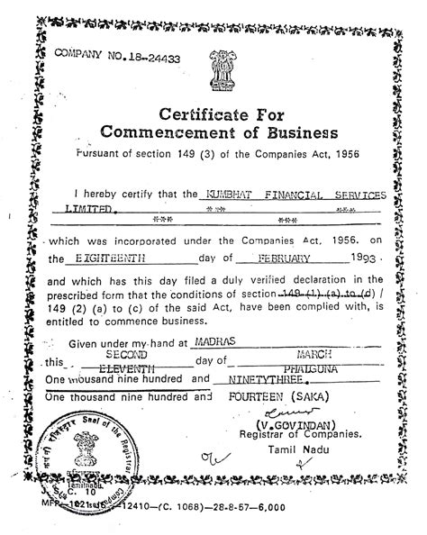 Certificate of Commencement of Business Startups Solicitors LLP Law