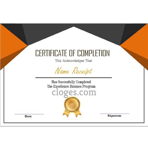 The awesome 040 Free Certificate Of Completion Template Word Editable