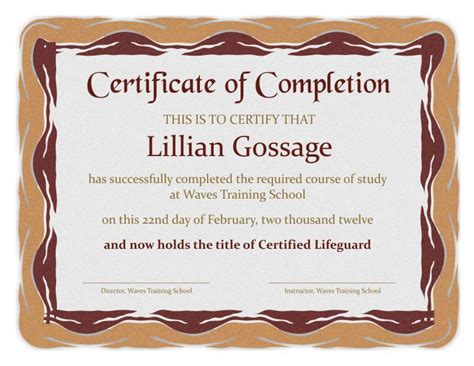 Modern Certificate of Completion Design Template in PSD, Word