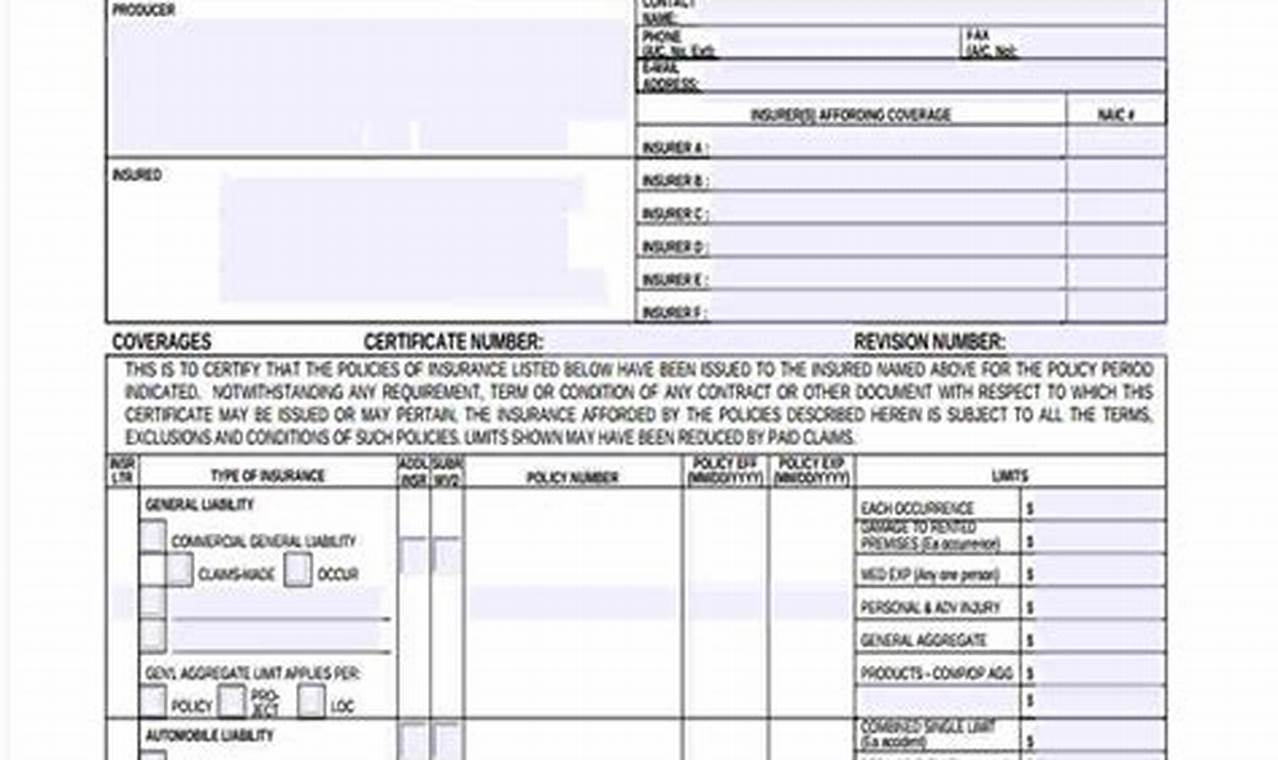 certificate of liability insurance form