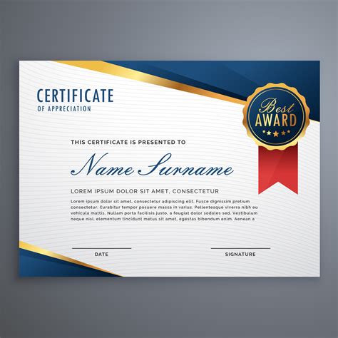 premium golden certificate of appreciation template Download Free