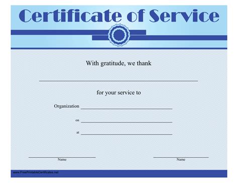 5+ Free Printable Certificate Of Service Templates HowToWiki