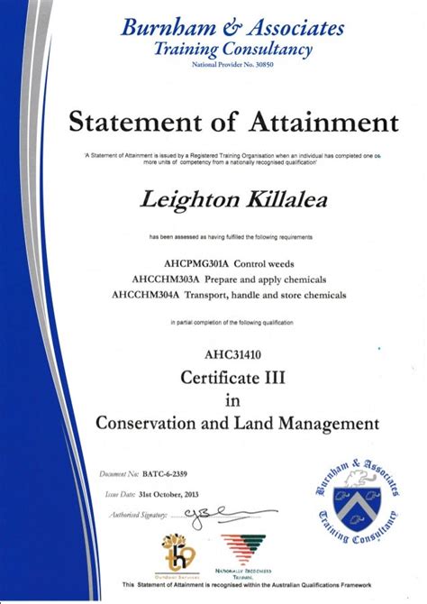 certificate 3 conservation land management