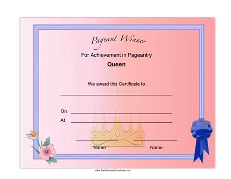 certificate for pageant winners template