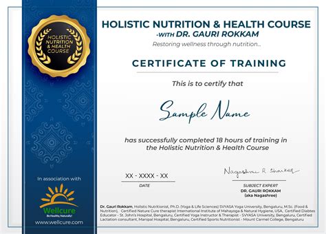 certificate in integrative holistic health