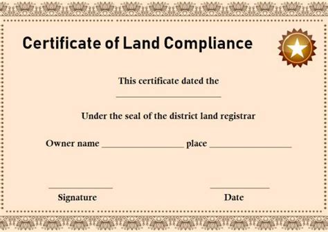 certificate of compliance template word land registry