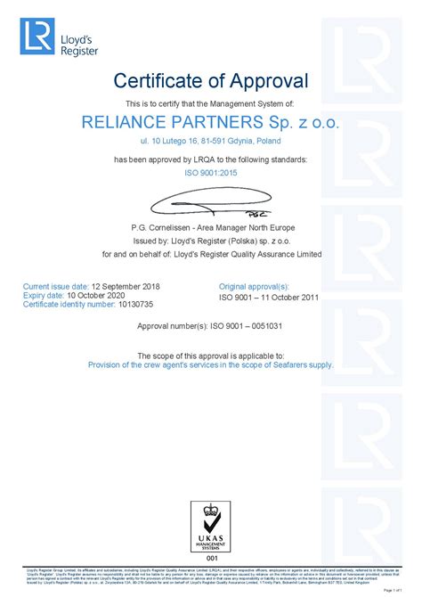 certificates reliance partners