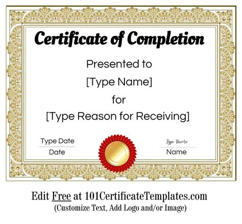 certification of completion template pdf