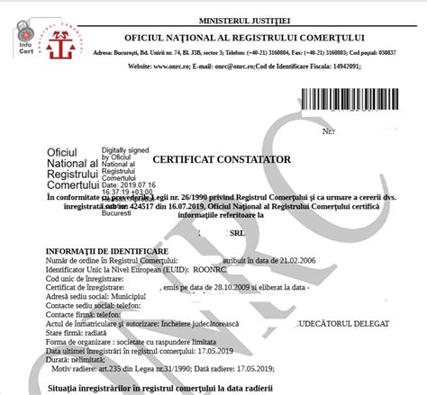 certificatul constatator de la onrc