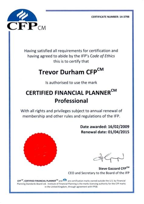 certified financial planner qualification