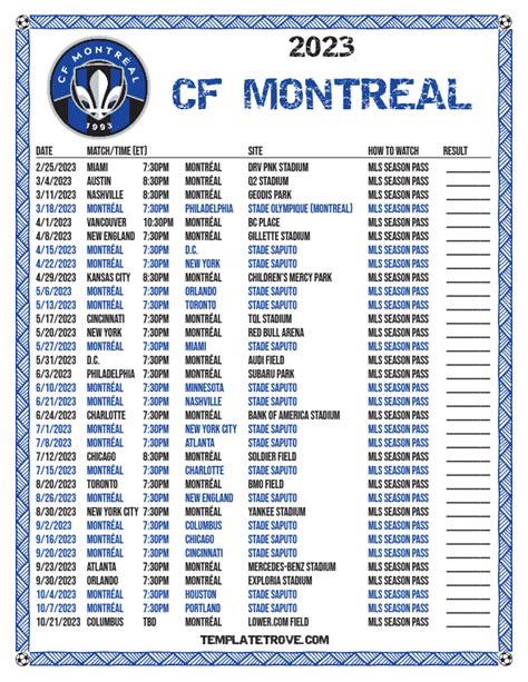 cf montreal schedule