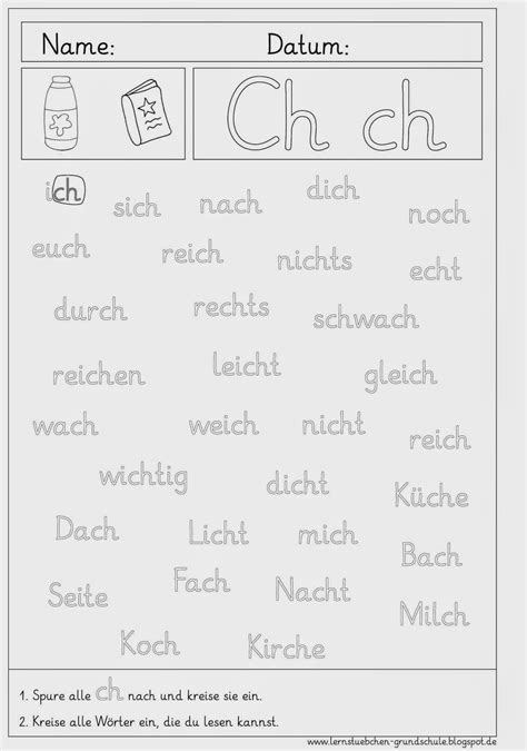 Lernstübchen Arbeitsblätter zum Ch ch SpecialEducation Lesen lernen, Buchstaben lernen