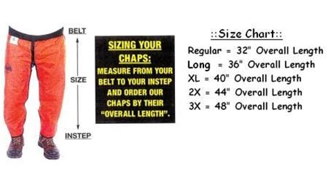Chainsaw Chaps Sizing