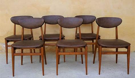 Chaise vintage en bois et simili cuir vert 1960 Design