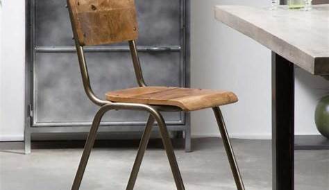 Lot de 2 chaises design industriel bois et métal pour