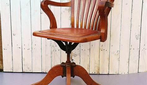 Chaise de bureau vintage en bois pivotante et réglable