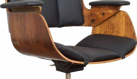 Chaise de bureau vintage avec accoudoirs en cuir véritable
