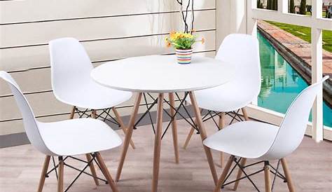 Table ronde 120cm et chaises scandinaves blanches Nora