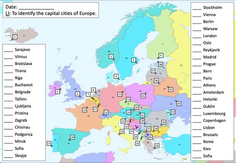 Map of Europe with Capitals