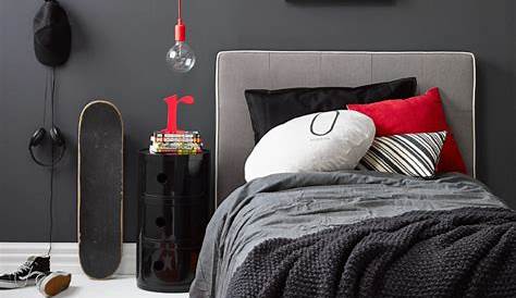 deco chambre ado fille rouge et gris visuel 8