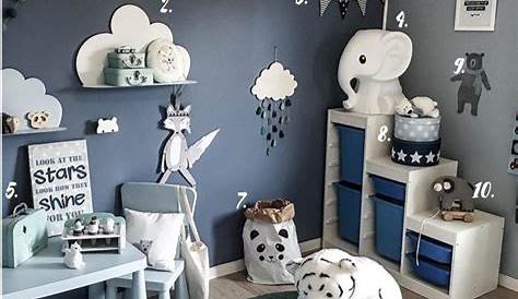 Chambre Bebe Garcon Bleu Gris Blanc De Bébé Style Scandinave Mur Ciel étoilé