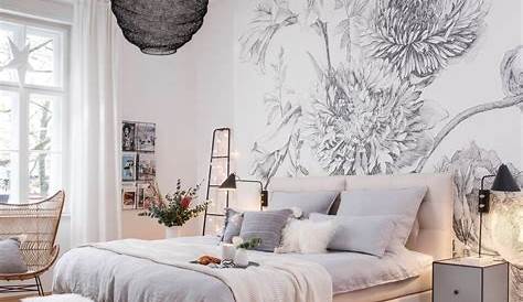 Papier peint gris et blanc, papier peint chambre moderne