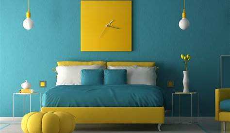 Mur turquoise et miroir jaune Murs turquoise, Turquoise