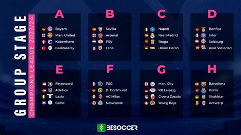 champions league group stage dates 2023/24