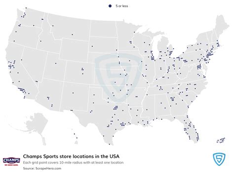 champs sports number of locations