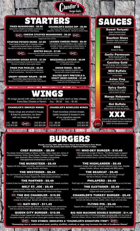 chandler's burger bistro menu