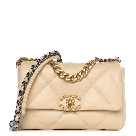 chanel 19 small flap bag beige