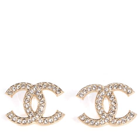 chanel crystal cc logo earrings