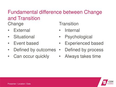 change and transition difference