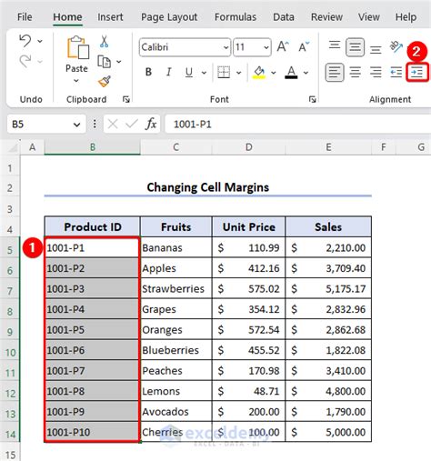 Change Cell Margin Excel