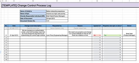 change control process template excel